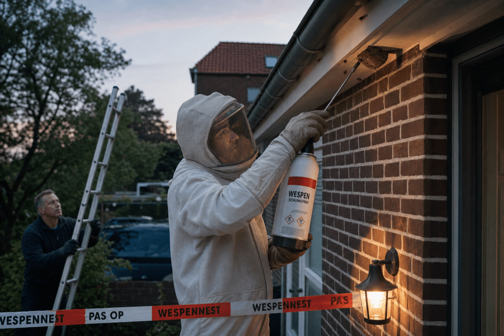 Is het verstandig om zelf een wespennest te verwijderen, en welke veiligheidsmaatregelen moet je nemen om steken en schade te&nbsp;voorkomen?